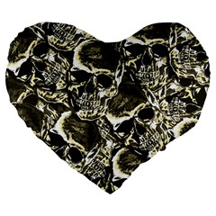 Skull pattern Large 19  Premium Heart Shape Cushions