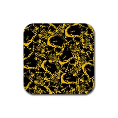 Skull Pattern Rubber Coaster (square)  by ValentinaDesign