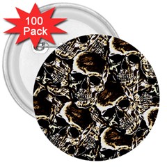 Skull Pattern 3  Buttons (100 Pack) 