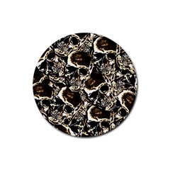 Skull Pattern Rubber Coaster (round)  by ValentinaDesign