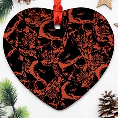 Skull Pattern Heart Ornament (two Sides) by ValentinaDesign