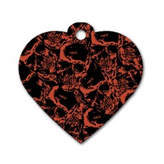 Skull Pattern Dog Tag Heart (one Side)