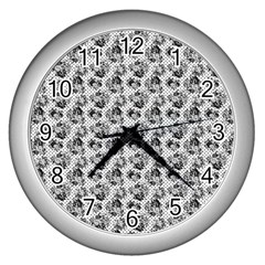 Floral Pattern Wall Clocks (silver) 