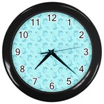 Floral pattern Wall Clocks (Black) Front