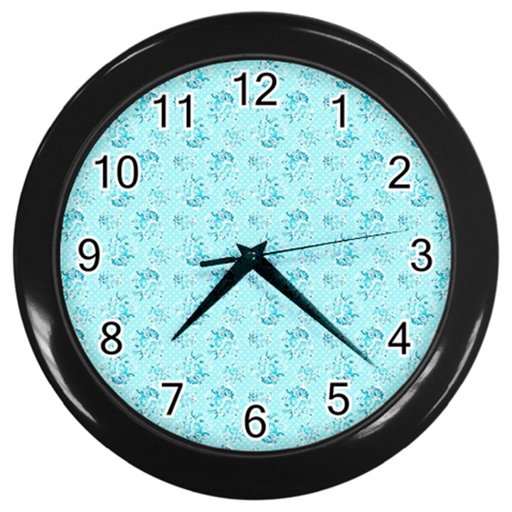 Floral pattern Wall Clocks (Black)