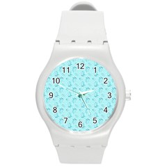 Floral pattern Round Plastic Sport Watch (M)