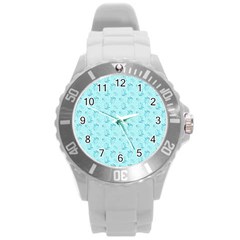 Floral pattern Round Plastic Sport Watch (L)