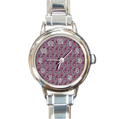 Floral Pattern Round Italian Charm Watch by ValentinaDesign