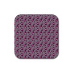 Floral pattern Rubber Square Coaster (4 pack)  Front