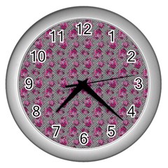 Floral Pattern Wall Clocks (silver) 