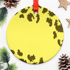 Banner Polkadot Yellow Grey Spot Ornament (round) by Mariart