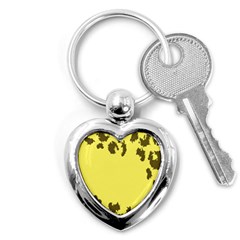 Banner Polkadot Yellow Grey Spot Key Chains (heart)  by Mariart