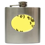 Banner Polkadot Yellow Grey Spot Hip Flask (6 oz) Front