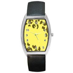 Banner Polkadot Yellow Grey Spot Barrel Style Metal Watch by Mariart