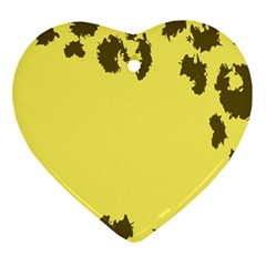 Banner Polkadot Yellow Grey Spot Heart Ornament (two Sides) by Mariart