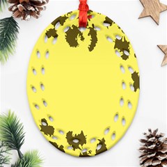 Banner Polkadot Yellow Grey Spot Oval Filigree Ornament (two Sides) by Mariart