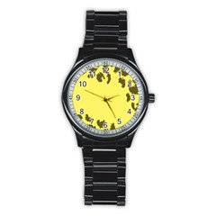 Banner Polkadot Yellow Grey Spot Stainless Steel Round Watch by Mariart