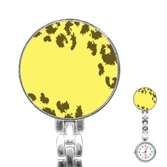 Banner Polkadot Yellow Grey Spot Stainless Steel Nurses Watch by Mariart