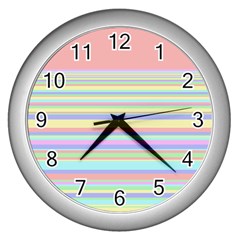 All Ratios Color Rainbow Pink Yellow Blue Green Wall Clocks (silver) 