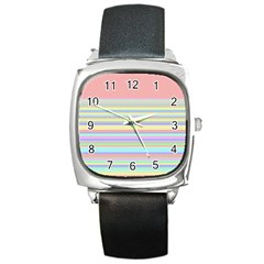 All Ratios Color Rainbow Pink Yellow Blue Green Square Metal Watch by Mariart