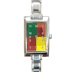 Albers Out Plaid Green Pink Yellow Red Line Rectangle Italian Charm Watch