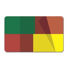 Albers Out Plaid Green Pink Yellow Red Line Magnet (rectangular) by Mariart