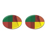 Albers Out Plaid Green Pink Yellow Red Line Cufflinks (Oval) Front(Pair)