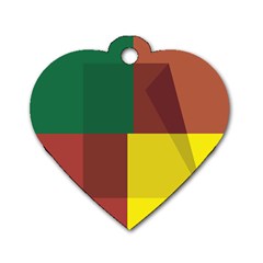 Albers Out Plaid Green Pink Yellow Red Line Dog Tag Heart (one Side) by Mariart