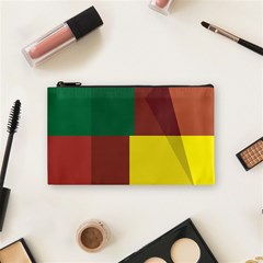 Albers Out Plaid Green Pink Yellow Red Line Cosmetic Bag (small)  by Mariart