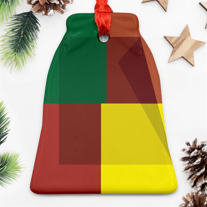 Albers Out Plaid Green Pink Yellow Red Line Bell Ornament (Two Sides)