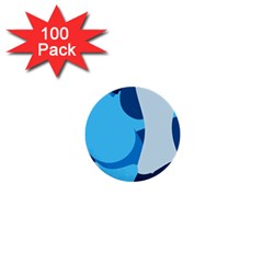 Blue Polka 1  Mini Buttons (100 Pack) 