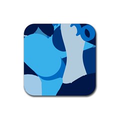 Blue Polka Rubber Coaster (square) 