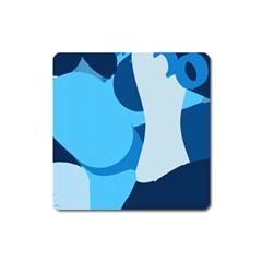 Blue Polka Square Magnet by Mariart