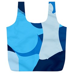 Blue Polka Full Print Recycle Bags (l)  by Mariart