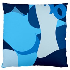 Blue Polka Large Flano Cushion Case (two Sides) by Mariart