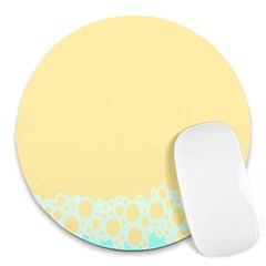 Bubbles Yellow Blue White Polka Round Mousepads by Mariart