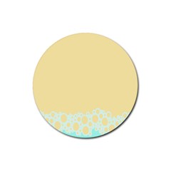 Bubbles Yellow Blue White Polka Rubber Coaster (round) 