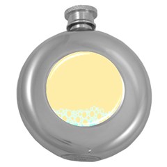 Bubbles Yellow Blue White Polka Round Hip Flask (5 Oz) by Mariart