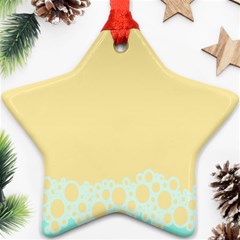 Bubbles Yellow Blue White Polka Star Ornament (two Sides)