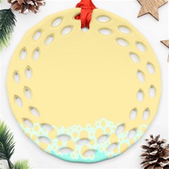 Bubbles Yellow Blue White Polka Ornament (round Filigree) by Mariart