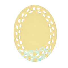 Bubbles Yellow Blue White Polka Ornament (oval Filigree) by Mariart