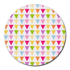 Bunting Triangle Color Rainbow Round Mousepads by Mariart