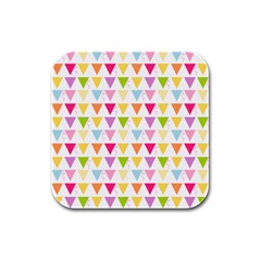 Bunting Triangle Color Rainbow Rubber Square Coaster (4 Pack)  by Mariart