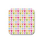 Bunting Triangle Color Rainbow Rubber Square Coaster (4 pack)  Front