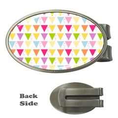 Bunting Triangle Color Rainbow Money Clips (Oval) 