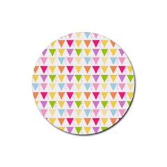 Bunting Triangle Color Rainbow Rubber Round Coaster (4 Pack)  by Mariart