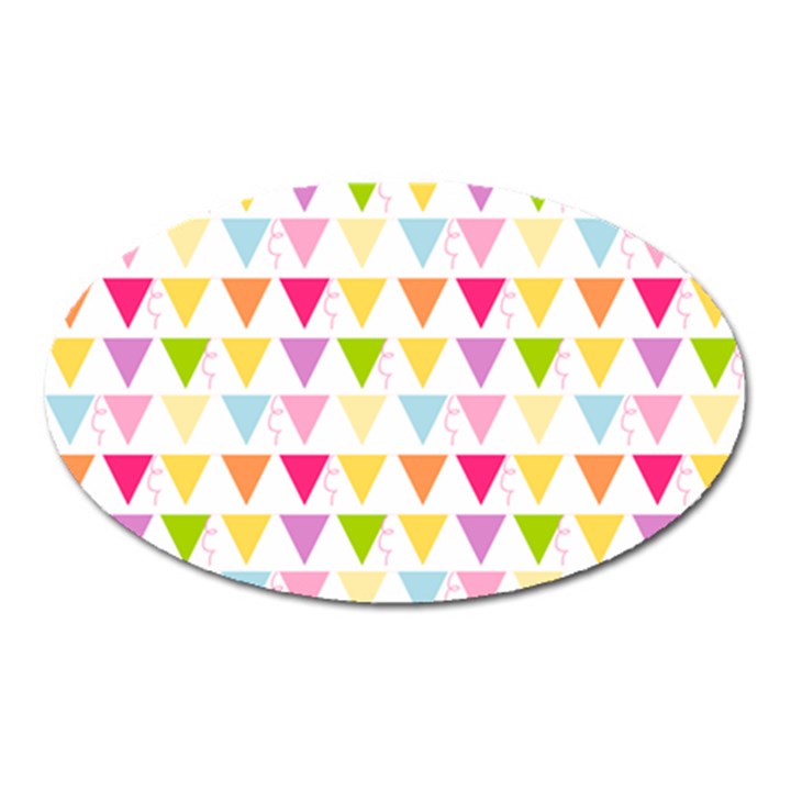 Bunting Triangle Color Rainbow Oval Magnet