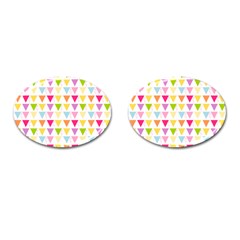 Bunting Triangle Color Rainbow Cufflinks (oval) by Mariart