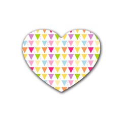 Bunting Triangle Color Rainbow Rubber Coaster (heart)  by Mariart