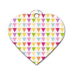 Bunting Triangle Color Rainbow Dog Tag Heart (one Side) by Mariart